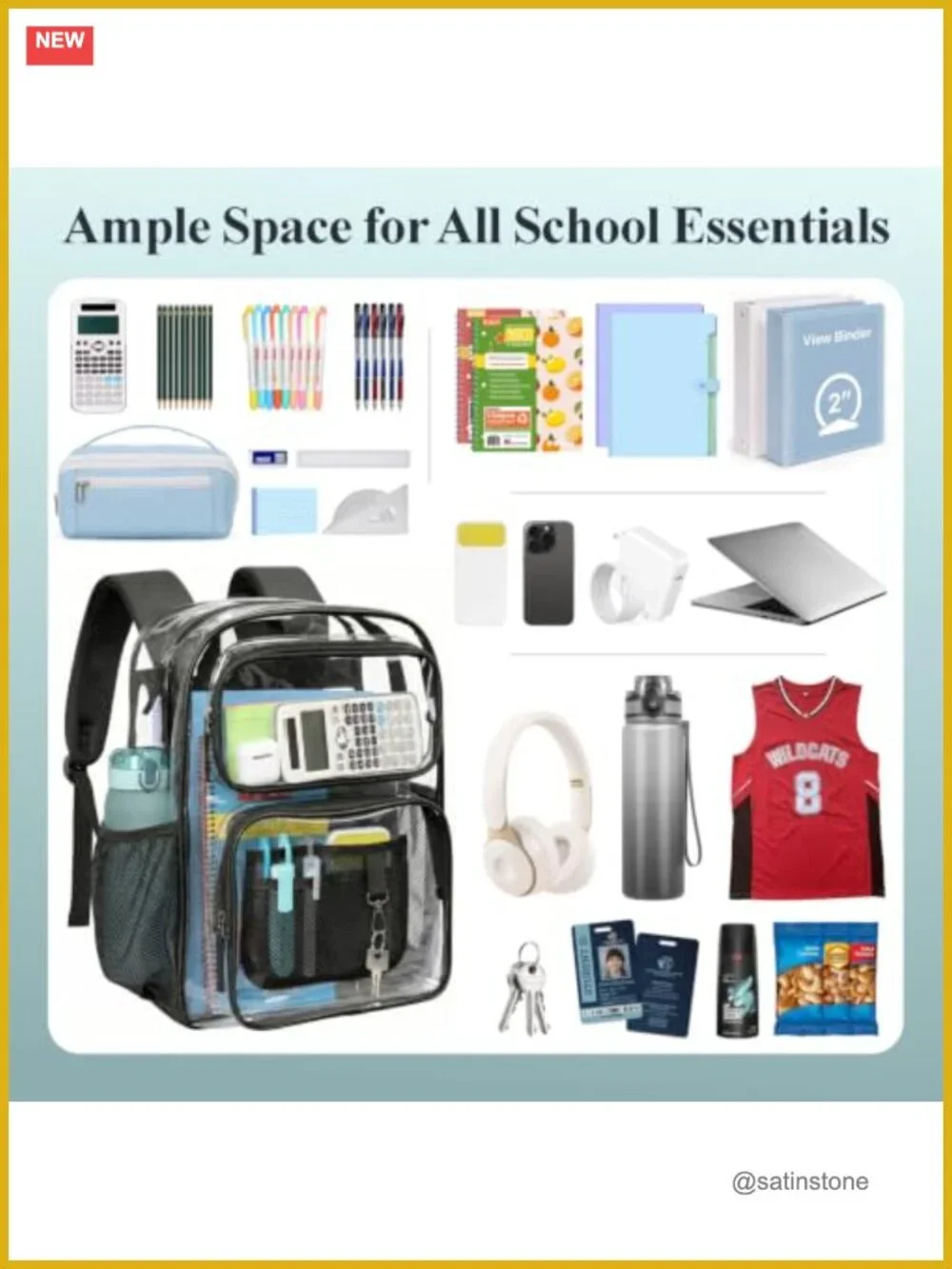 Clear Backpack for School - 17 inch Large Heavy Duty Bookbag, Reinforced PVC